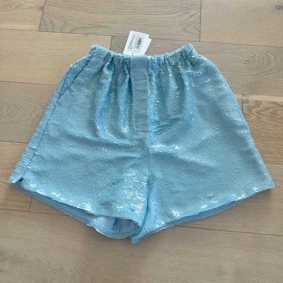 The Frankie Shop Jazz Sequins Boxer Short in Sky Blue - Size Medium - Picture 2 of 5